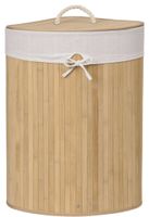 Kosz narożny na pranie bambusowy z pokrywą natural 60L