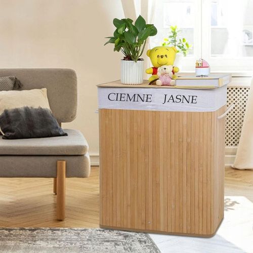 KOSZ BAMBUSOWY NA PRANIE DWUKOMOROWY POJEMNIK 100L na Arena.pl