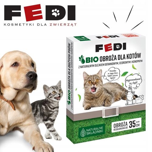 Fedi Bio Obroża Przeciw Pchłom i Kleszczom dla Kotów Regulowana do 35 cm x2 na Arena.pl