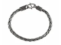 ELEGANCKA GRUBA OKSYDOWANA SREBRNA BRANSOLETA 4.5MM PLECIONY KŁOS WARKOCZ