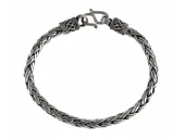 ELEGANCKA GRUBA OKSYDOWANA SREBRNA BRANSOLETA 4.5MM PLECIONY KŁOS WARKOCZ