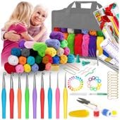 Zestaw do szydełkowania włóczka xxl szydełka druty torba akcesoria  113 el.