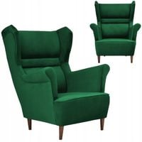 Fotel uszak Zoja skandynawski Family Mebl zielony aksamit welur miękki