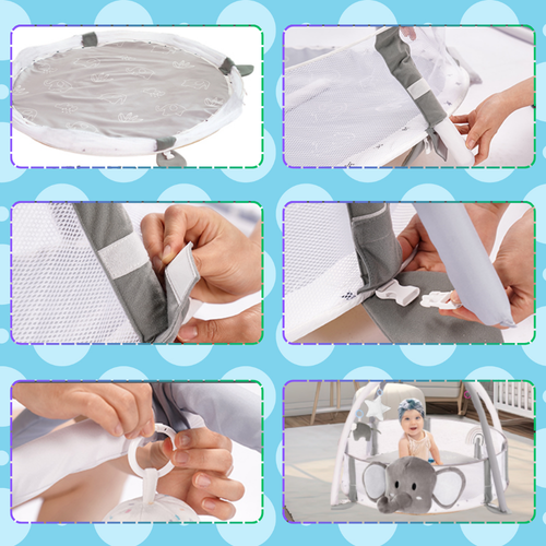 mata edukacyjna dla niemowląt interaktywna 4w1 słonik piłeczki maskotki na Arena.pl