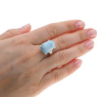 Pierścionek - owalny Larimar 17x11 mm w srebrze
