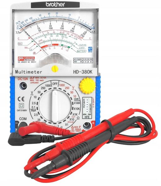PROFESJONALNY MIERNIK ANALOGOWY MULTIMETR BROTHER HD-380K BUZZER TEST zdjęcie 1