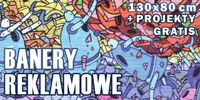 BANER REKLAMOWY plandeka oczkowany DRUK 130x80 DOWOLNA GRAFIKA TEKST