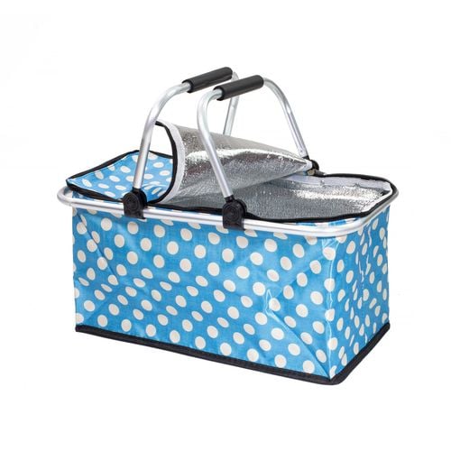 Kosz Na Plaże Piknik Biwak Termiczny Duży 30 Litrów Błękitny W Kropki na Arena.pl