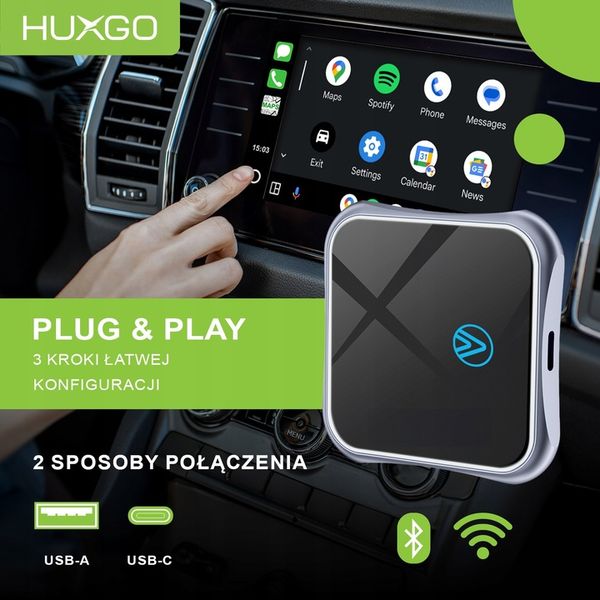 HUXGO bezprzewodowy adapter samochodowy do Android Auto zdjęcie 11