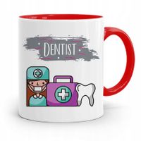 Kubek Czerwony Prezent Dentysty Stomatologa Z Nadrukiem Ze Zdjęciem