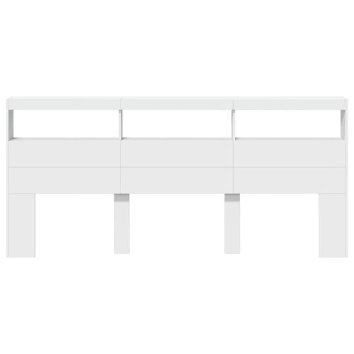 Zagłówek z półkami i oświetleniem LED, biały, 220x17x102 cm na Arena.pl