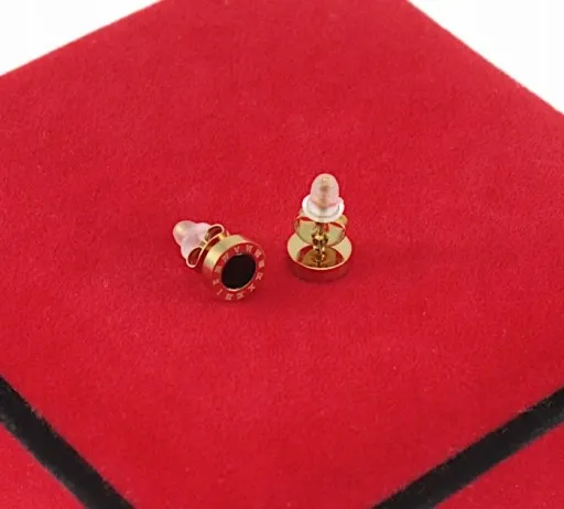 KOMPLET ZŁOTY 3 cz CZARNE OCZKO STAL CHIRURGICZNA zdjęcie 4