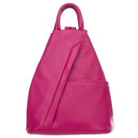 VERA PELLE plecak damski skórzany elegancki trójkątny V509 fuksja