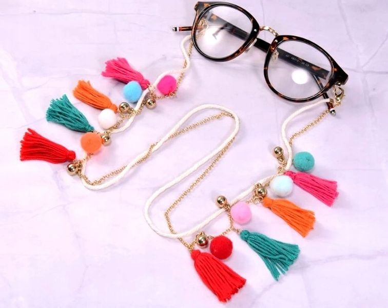 Elegancki Boho Łańcuszek Do Okularów Pompon Brelok zdjęcie 9