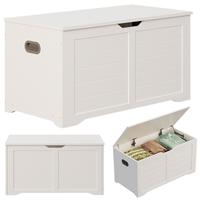 DREWNIANA DUŻA SKRZYNIA DO PRZECHOWYWANIA BIAŁA KUFER NA POŚCIEL LOFT 80 CM