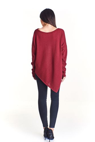 Asymetryczny sweter oversize - Bordowy S na Arena.pl