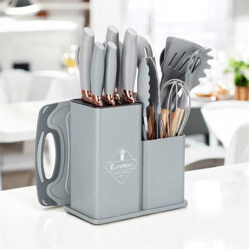 zestaw 19 elem. noży i przyborów kuchennych w stojaku e-6070 na Arena.pl