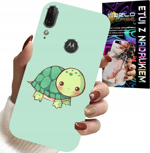 ETUI DO MOTOROLA MOTO E6 PLUS - SŁODKIE ŻÓŁWKI WZORY DLA DZIECI + SZKŁO na Arena.pl