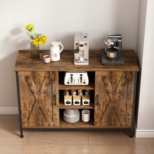 Komoda retro z otwartymi półkami vintage pojemna brązowa loft szafka na Arena.pl