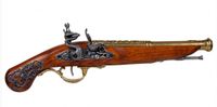 Niemiecki Pistolet skałkowy z XVII w. stare złoto DENIX - replika