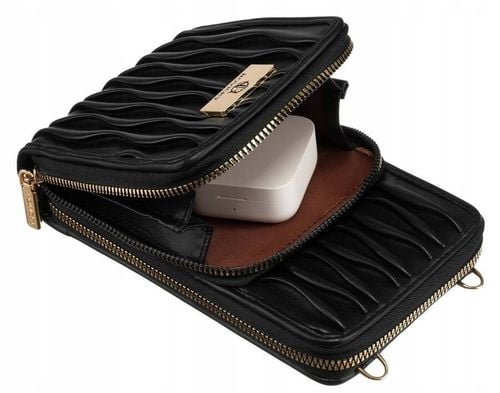 torebka-portfel ze skóry ekologicznej w czarnym kolorze z modnym na Arena.pl