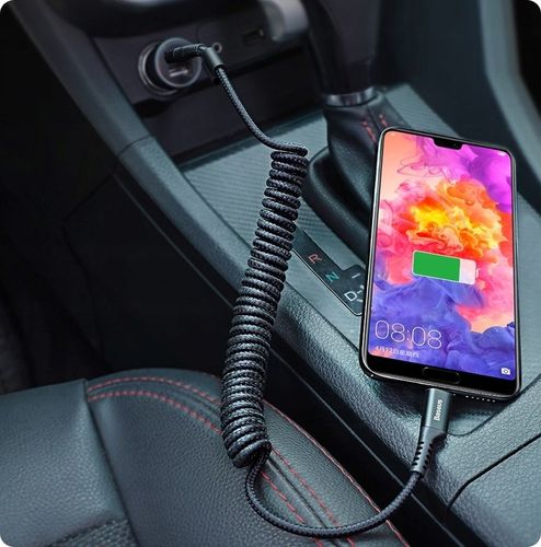 BASEUS MOCNY KABEL SPIRALNY SPRĘŻYNKA USB USB-C TYP-C PRZEWÓD OPLOT 2A 1M na Arena.pl