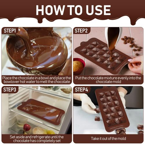 Zestaw 6 Form Silikonowych do Czekolady Brązowe 3D z Kroplomierzami na Arena.pl