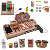 Kasa Fiskalna Edukacyjna Sklepowa Waga Koszyk Czytnik Kodów Monety Mikrofon