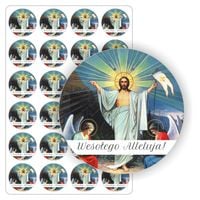 NAKLEJKI arkusz naklejek zestaw etykiet WIELKANOCNE kartkę 24 szt. 5cm