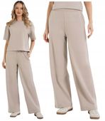 Dresowe Spodnie Damskie Szeroka Nogawka Luźne Wysoki Stan SZARE MORAJ XL