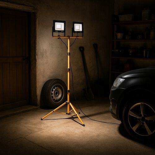 Halogen LED Statyw Budowlany Naświetlacz 2X 60W Zestaw Stojak RIWALL na Arena.pl