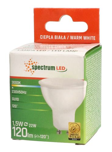 Żarówka LED GU10 1,5W 230V ciepła WW WOJ+13268 10 SZTUK SPECTRUM LED na Arena.pl