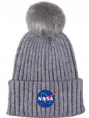 Czapka zimowa NASA szara z pomponem 54