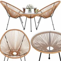 ZESTAW KAWOWY MEBLE OGRODOWE ACAPULCO STOLIK +2 KRZESŁA BALKON TARAS BEŻOWE