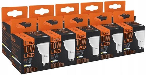 ŻARÓWKA LED GU10 10W Ciepła Biała - 3000K halogenowa mocna jasna na Arena.pl