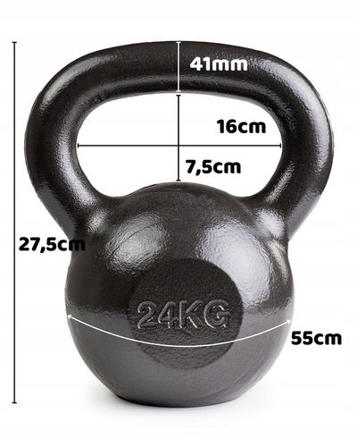 KETTLEBELL ODWAŻNIK DO ĆWICZEŃ KETTLE HANTLA HANTEL ŻELIWNY FITNESS 24KG na Arena.pl