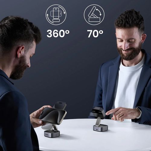 3w1 Ładowarka indukcyjna MagSafe Qi2 USB-C do telefonu słuchawek - czarna na Arena.pl