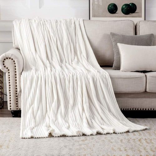 MIULEE Koc Dwustronna Flanela 125 cm x 150 cm Miękki Aksamitny Biały na Arena.pl