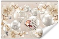 Fototapeta Do Jadalni Abstrakcyjne KWIATY Kule Motyle 3D 315cm x 210cm