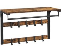 Półka ścienna loft rustykalna z drążkiem i wieszakami 80 cm