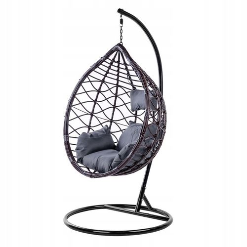 FOTEL OGRODOWY WISZĄCY KOKON DUŻY KOSZ VEGAS Z PODSTAWĄ PODUSZKA SZARA na Arena.pl