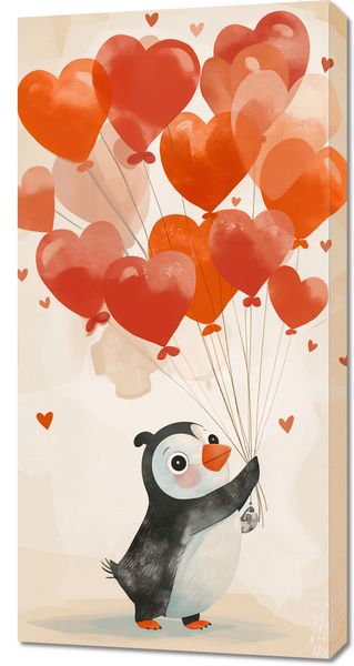 Obraz 50x100cm Pingwinek z Balonami zdjęcie 1