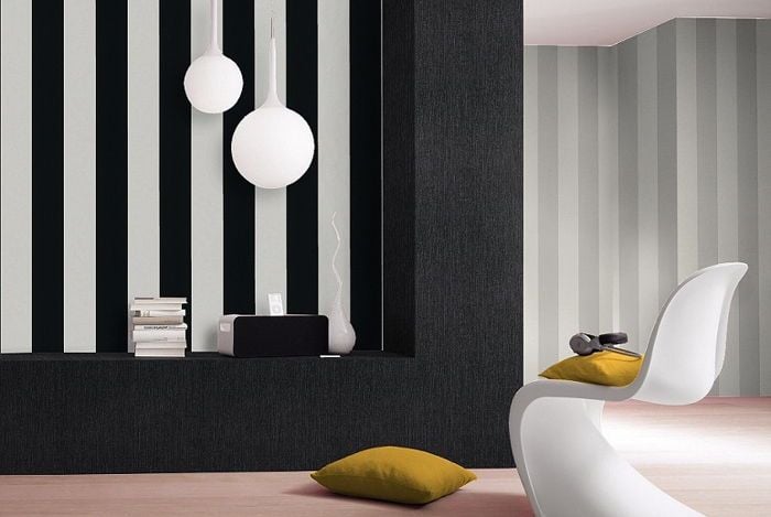 TAPETA WZÓR PASKI PASY BIAŁO CZARNE RASCH zdjęcie 4