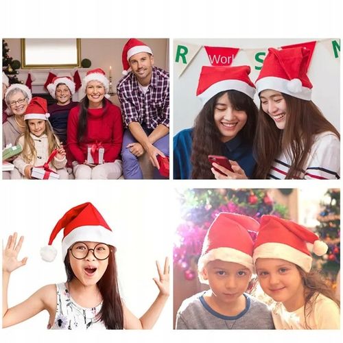 CZAPKA ŚWIĘTEGO MIKOŁAJA CZERWONA 10szt PRZEBRANIE STRÓJ KOSTIUM ŚWIĄTECZNY na Arena.pl