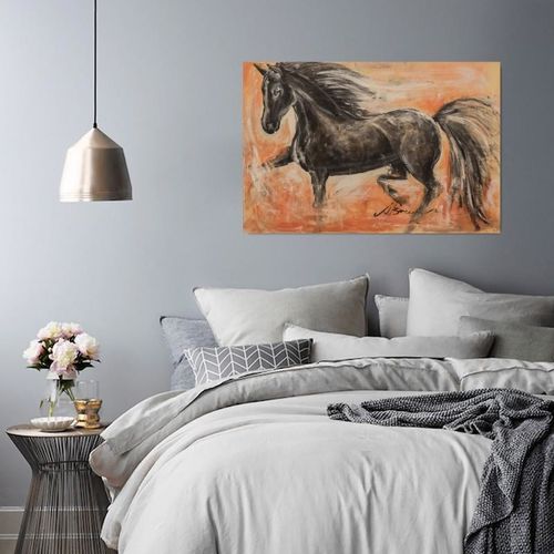 Obraz na płótnie - Canvas, Czarny koń 1 80x60 na Arena.pl