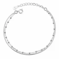 BRANSOLETKA SREBRNA PODWÓJNA NA NOGĘ KOSTKĘ STOPĘ