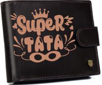 Portfel męski skórzany GRAWEROWANY prezent super tata twój napis tekst