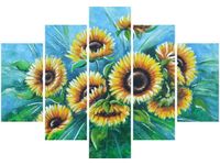105CM 150CM OBRAZ 5 ELEM SŁONECZNIKI NIEBIESKIM DRUK