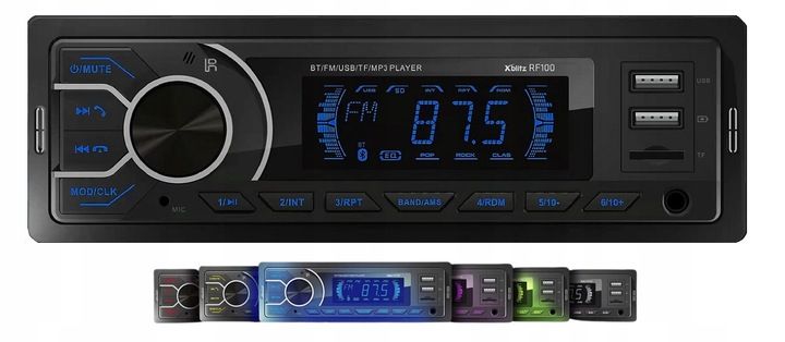 Xblitz RF100 Radio samochodowe Bluetooth USB x2 Micro SD MultiColor zdjęcie 1