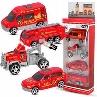 Resoraki samochody strażackie małe autka straż pożarna samochodziki 4 szt